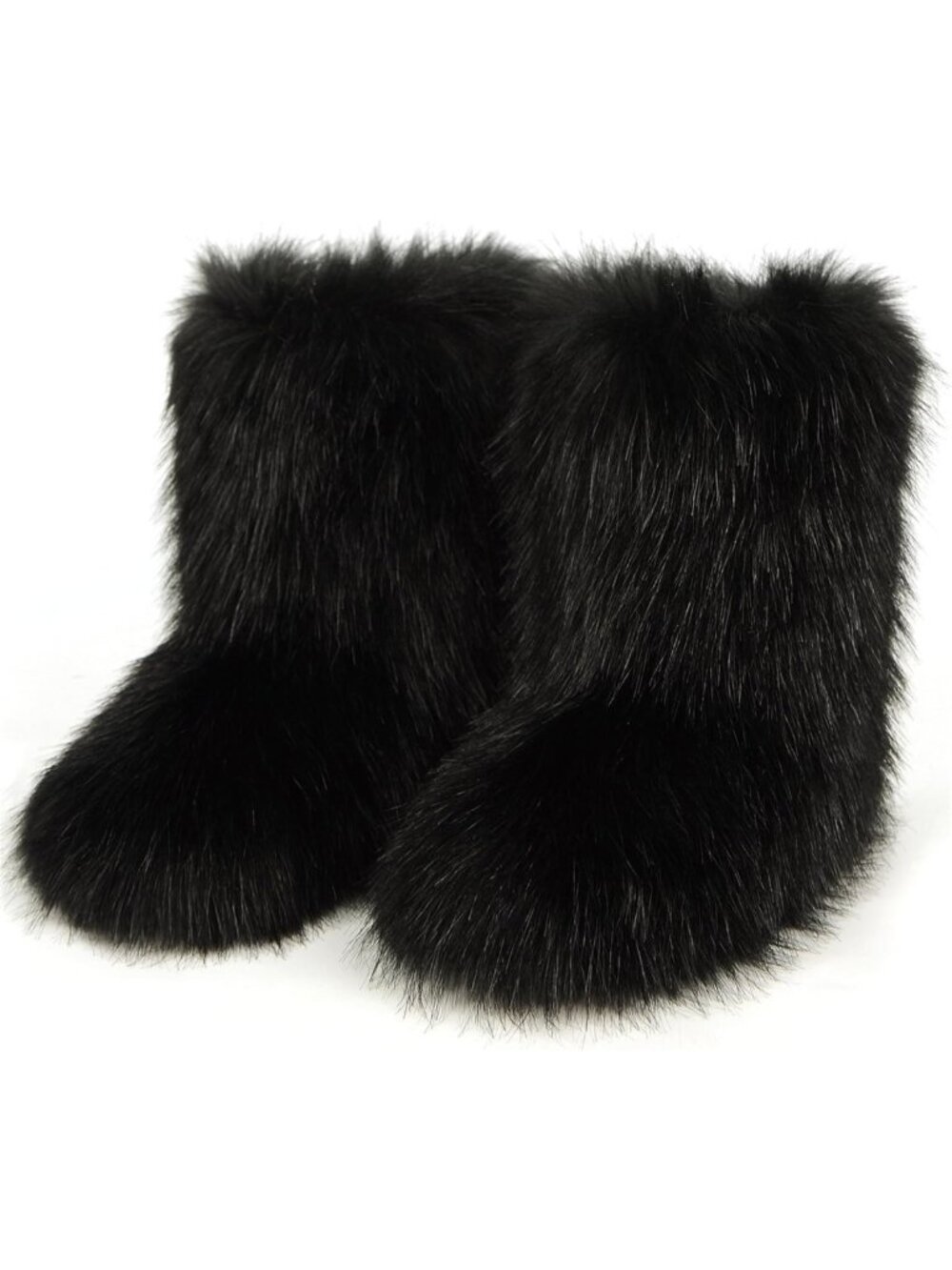 Cozy Furry Faux Fur Winter Boots for Women, Fluffy Mid-Calf Snow Booties